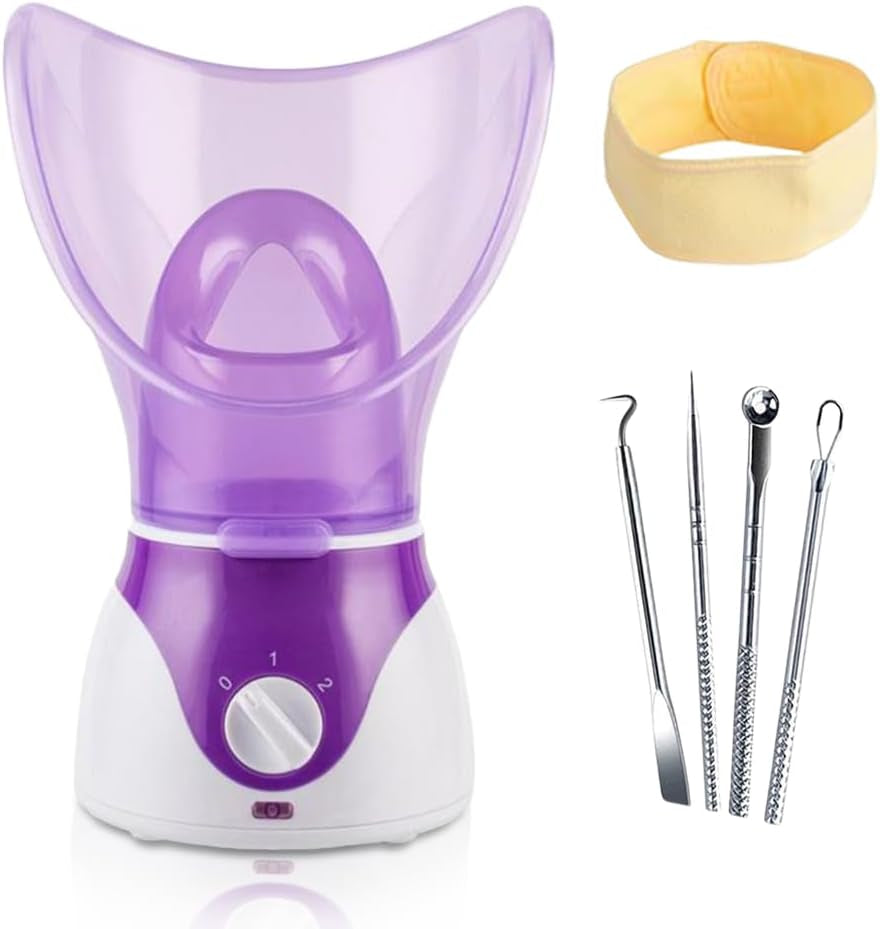 Vaporizador Facial Y Humidificador 100W, Kit Eliminación Espinillas, Uso Doméstico, Enchufe UE/EE.UU (Púrpura)