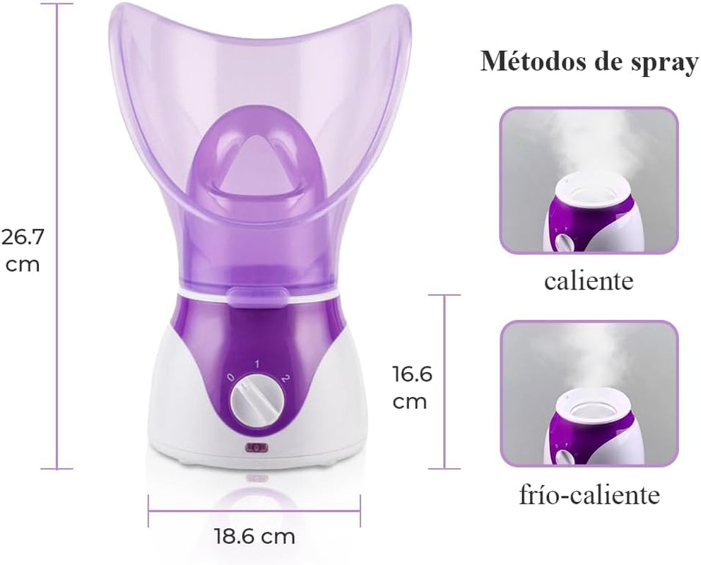 Vaporizador Facial Y Humidificador 100W, Kit Eliminación Espinillas, Uso Doméstico, Enchufe UE/EE.UU (Púrpura)